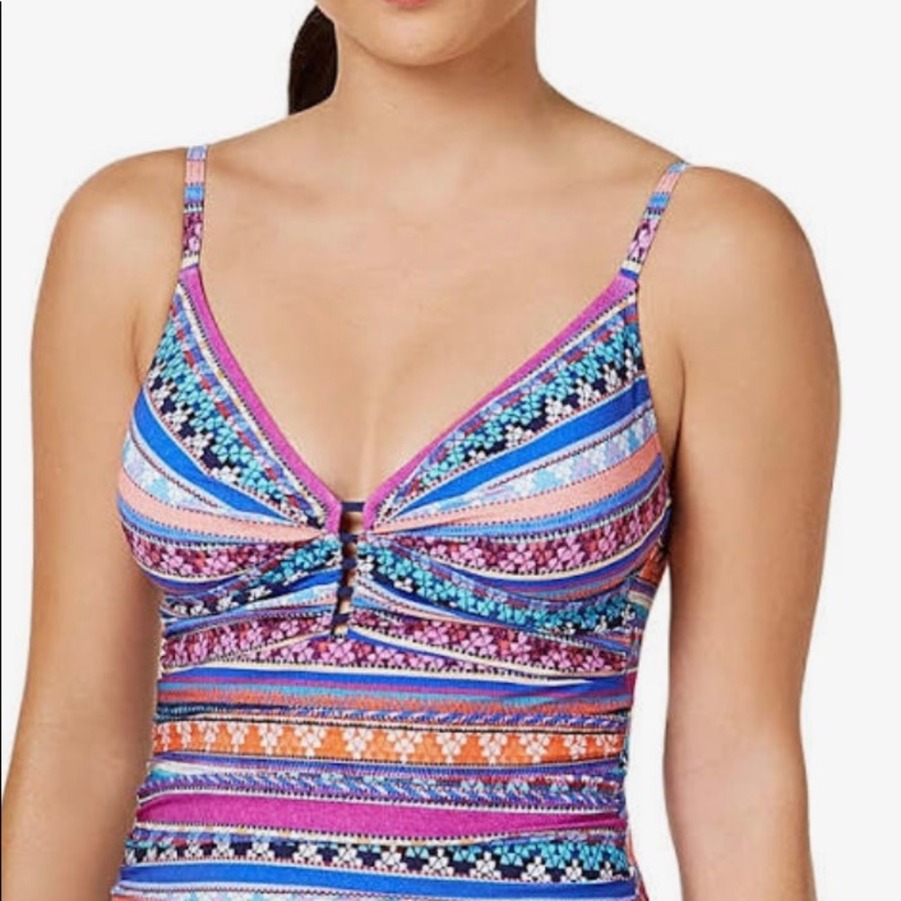NWT Profile by Gottex Keyhole Tapestry Tankini Top